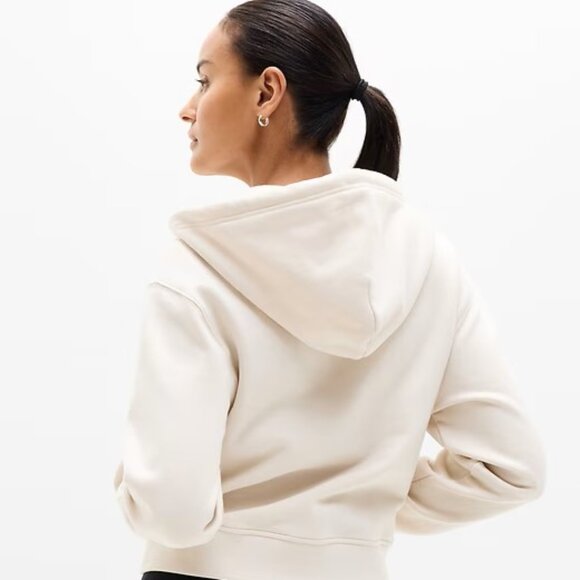 Athleta Forever Fleece Full Zip Sweatshirt - Size Medium, Color Bone - Picture 3 of 7